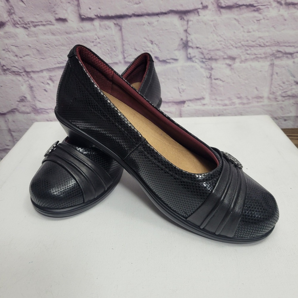 Bioheels Ortho Cushion Maya Heels Pumps Shoes 8.5 Wide Black Snakeskin Mary Jane